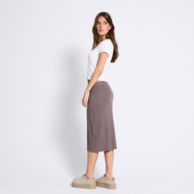 Rib-knit skirt "Jill" Beige